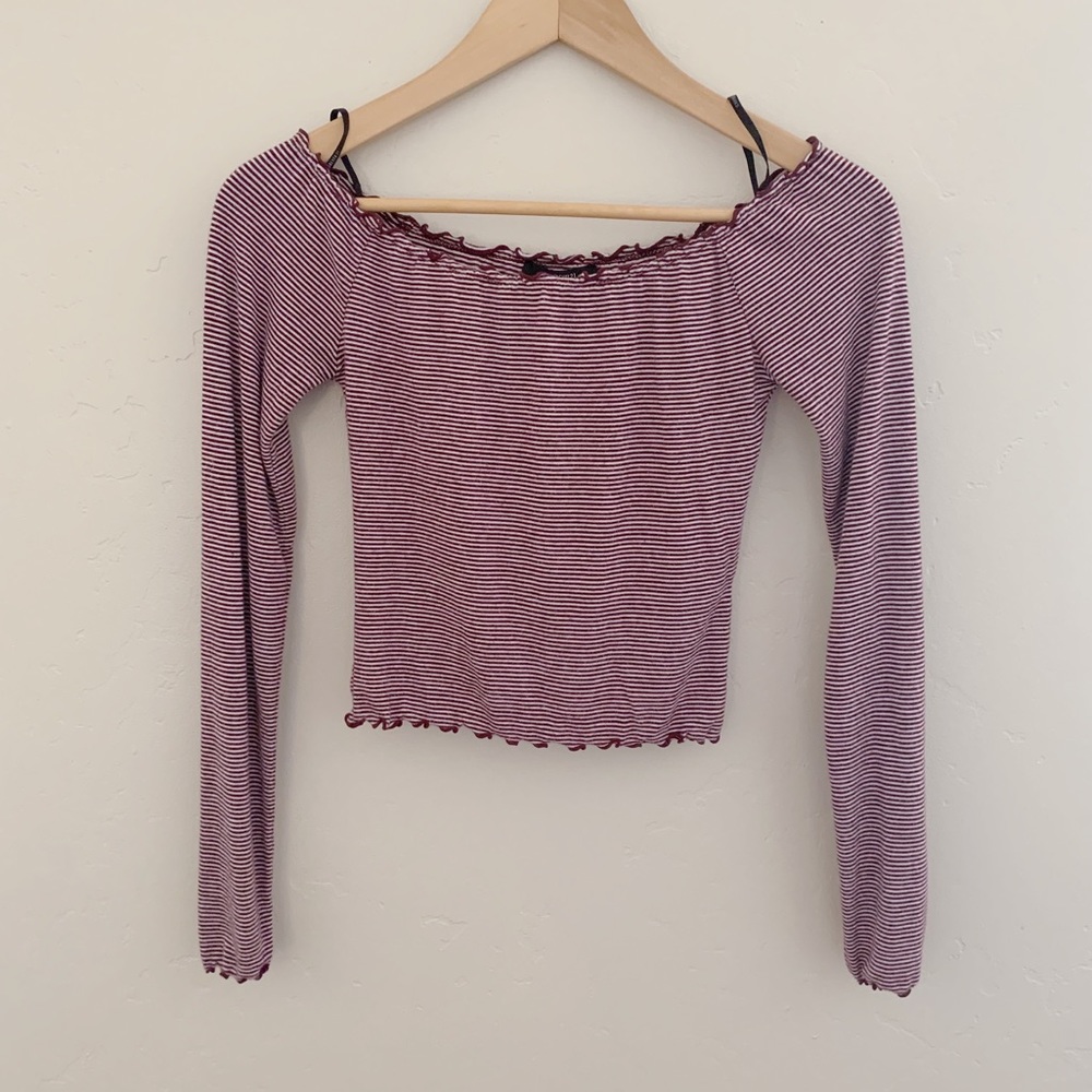 Long sleeve off the shoulder crop top